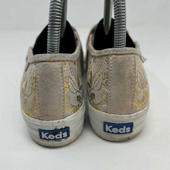 Keds x Rifle Paper Co. Women's Floral Gold and Pink Slip-On Sneakers Size 6.5 - Picture 9 of 14